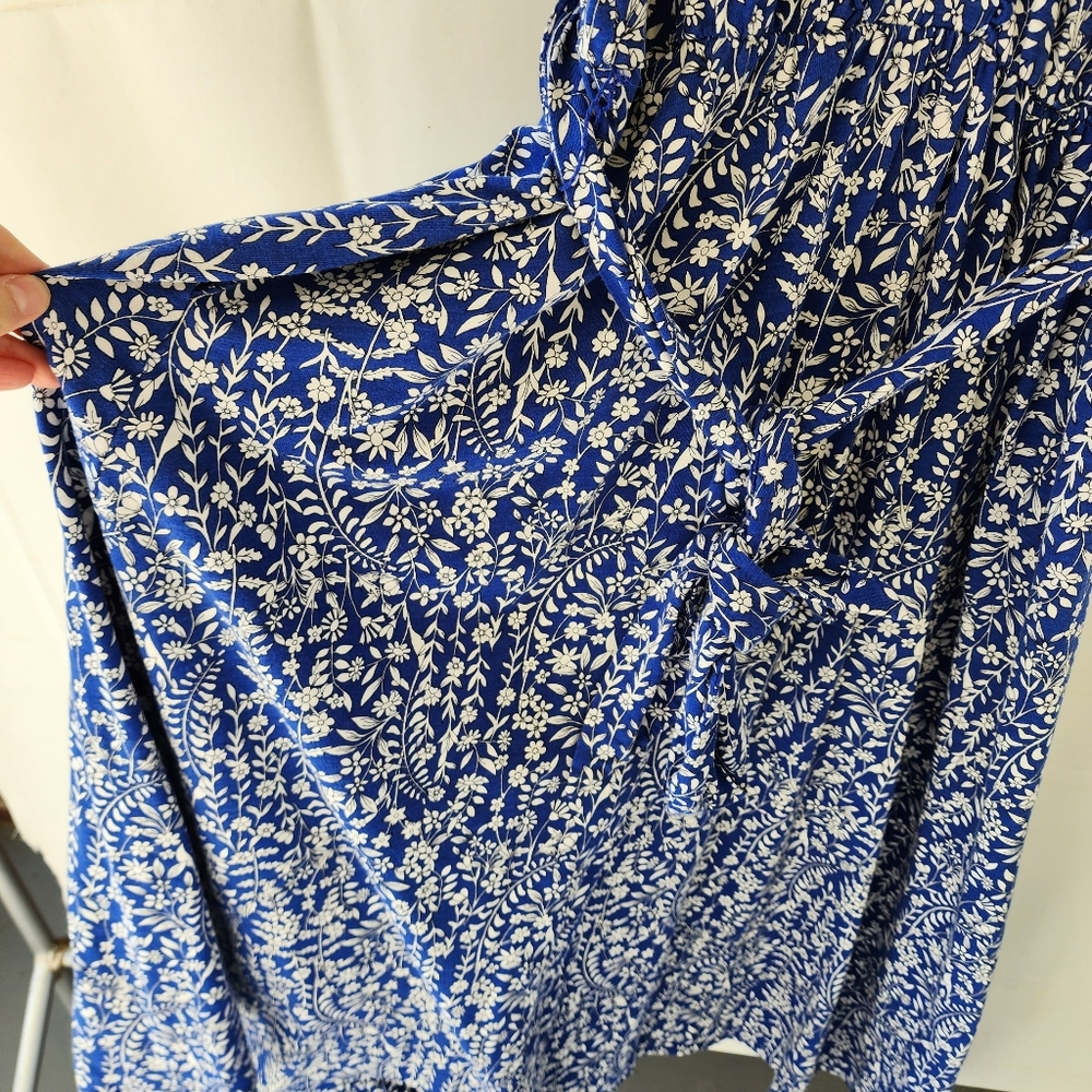 Boden Sofia Trim Jersey Blue Floral Midi Dress - Picture 7 of 13